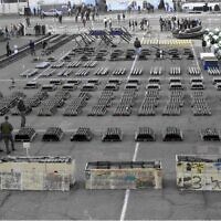 File: Weapons displayed on the ship Karine A, seized by Israel in the Red Sea in January 2002. (IDF Spokesman)