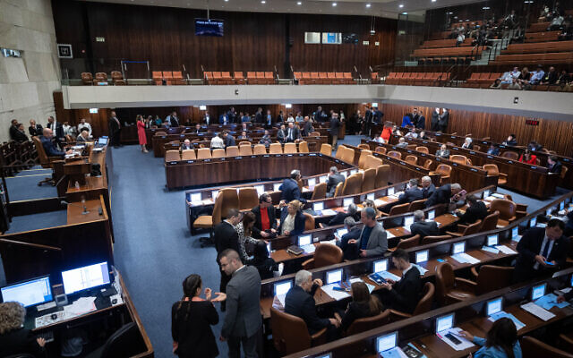 The Knesset plenum in Jerusalem on March 13, 2023 (Yonatan Sindel/Flash90)