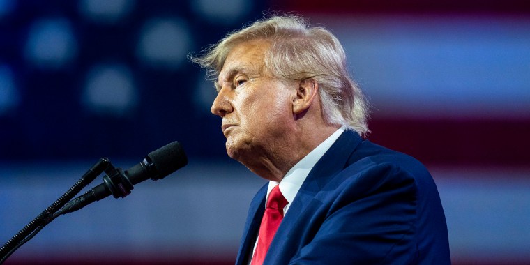 Former President Donald Trump at CPAC on March 4, 2023, in Oxon Hill, Md.