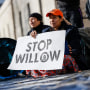 Climate activists protest the Willow Oil Project outside the U.S. Department of Interior on Nov. 17, 2022, in Washington.