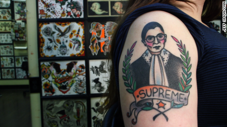 University of Maryland student Rachel Fink has a tattoo of Supreme Court Justice Ruth Bader Ginsburg on her arm.