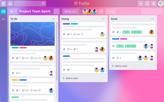 Illustration of a team Trello Board