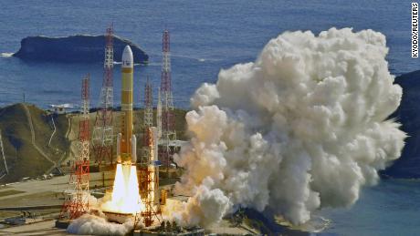 Japan&#39;s H3 rocket lifts off at the Tanegashima Space Center on the southwestern island of Tanegashima, Kagoshima prefecture, on March 7, 2023.