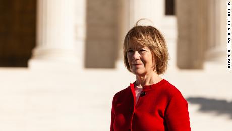 Senator Tina Smith (D-MN) speaks at a rally demanding that 4 new justices be added to the Supreme Court to more accurately reflect the will of voters who elected a Democratic House of Representatives, Senate, and President. (Photo by Allison Bailey/NurPhoto)NO USE FRANCE