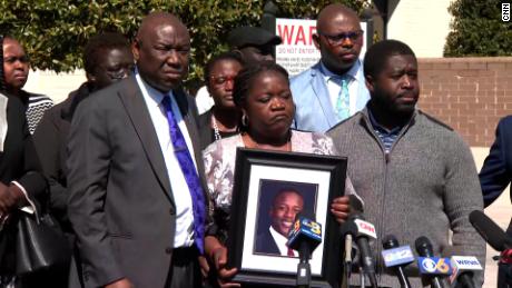 Attorney Ben Crump, left, attends a press conference alongside members of Irvo Otieno&#39;s family in Dinwiddie, Virginia, on March 16, 2023.