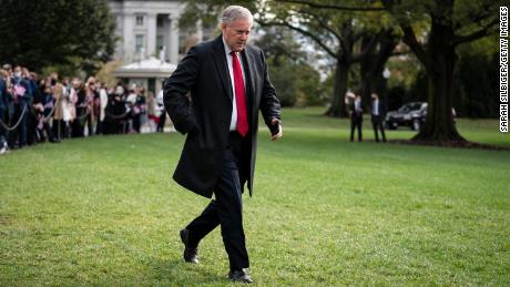 Then-White House Chief of Staff Mark Meadows walks along the South Lawn of the White House on October 30, 2020 in Washington, DC. 