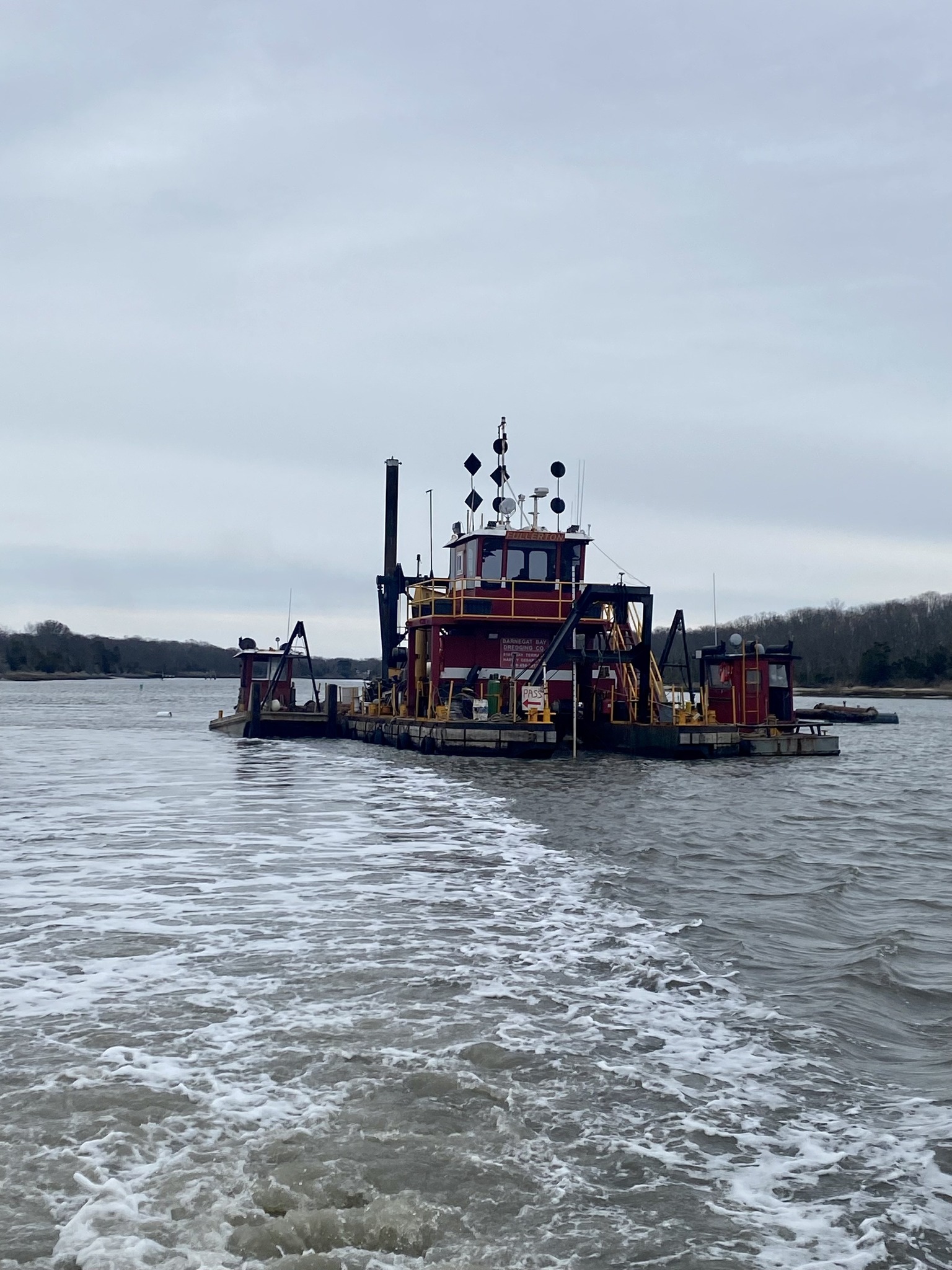 photo shows dredge boat