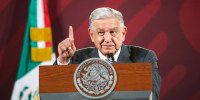 Mexican President, Andres Manuel Lopez Obrador speaks during his daily briefing conference at National Palace on March 14, 2023 in Mexico City.