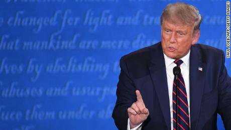 US President Donald Trump speaks during the first presidential debate at Case Western Reserve University and Cleveland Clinic in Cleveland, Ohio, on September 29, 2020.