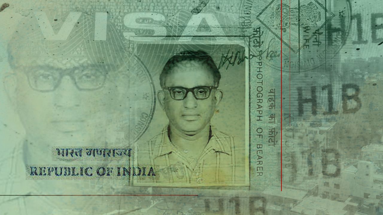 The author's father entered the US on an H-1 guest worker visa, a precursor to the current H-1B visa. (Photo illustration by Tiffany Baker/CNN)