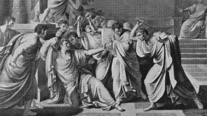 The assassination of Julius Caesar (100 - 44 BC) at the Senate in Rome, 15th March 44 BC. (Photo by Archive Photos/Getty Images)