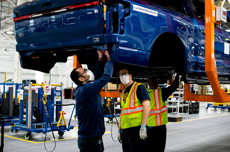 Ford Motor and other automakers are investing heavily in electric vehicles, like the F-150 Lightning pickup truck.