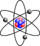 Stylised atom with three Bohr model orbits and stylised nucleus.png