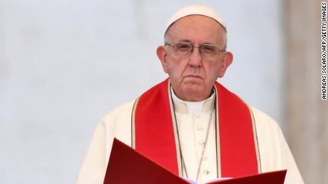 Pope Francis delivers his speech during his audience for members of the International Pilgrimage of the Ministrants at St Peter&#39;s Square on July 31, 2018 in Vatican City. (Photo by Andreas SOLARO / AFP)        (Photo credit should read ANDREAS SOLARO/AFP/Getty Images)