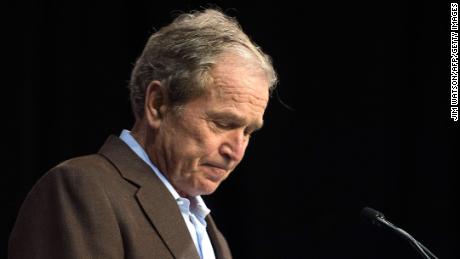 Former US President George W. Bush speaks for his brother and Republican presidential candidate Jeb Bush during a campaign rally in Charleston, South Carolina, February 15, 2016.