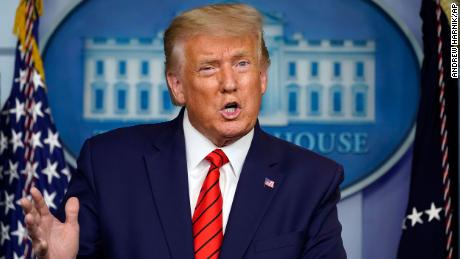 President Donald Trump speaks at a news conference in the James Brady Press Briefing Room at the White House, Monday, Aug. 31, 2020, in Washington. (AP Photo/Andrew Harnik)