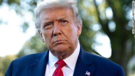 US President Donald Trump speaks to the media prior to departing from the South Lawn of the White House in Washington, DC, September 21, 2020, as he travels to Ohio.