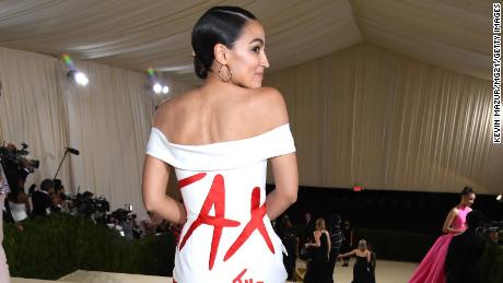 NEW YORK, NEW YORK - SEPTEMBER 13: Alexandria Ocasio-Cortez attends The 2021 Met Gala Celebrating In America: A Lexicon Of Fashion at Metropolitan Museum of Art on September 13, 2021 in New York City. (Photo by Kevin Mazur/MG21/Getty Images For The Met Museum/Vogue)