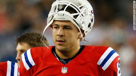 FOXBORO, MA - OCTOBER 21: Aaron Hernandez #81 of the New England Patriots leaves the field during a game with New England Patriots at Gillette Stadium on October 21, 2012 in Foxboro, Massachusetts. (Photo by Jim Rogash/Getty Images)