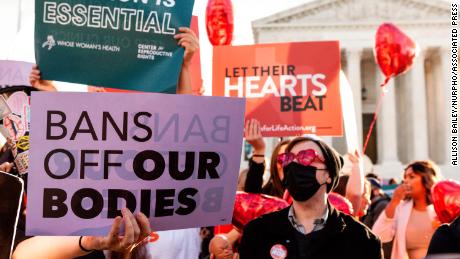 Demonstrators hold rallies at the Supreme Court on the day it hears arguments on the Texas abortion ban.