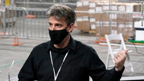 Cyber Ninjas owner Doug Logan, a Florida-based consultancy, talks about overseeing a 2020 election ballot audit ordered by the Republican lead Arizona Senate at the Arizona Veterans Memorial Coliseum, during a news conference Thursday, April 22, 2021, in Phoenix. 