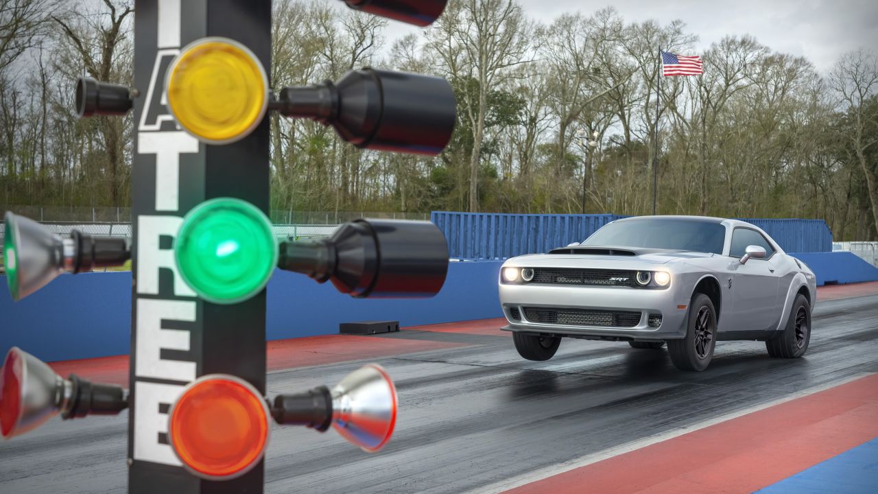 The 2023 Dodge Challenger SRT Demon 170 delivers 1,025 total horsepower at 6,500 engine RPM.