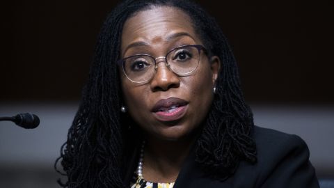 Ketanji Brown Jackson, nominee to be U.S. Circuit Judge for the District of Columbia Circuit, testifies during her Senate Judiciary Committee confirmation hearing in Dirksen Senate Office Building on April 28, 2021 in Washington, DC. Ketanji Brown Jackson, nominee to be U.S. Circuit Judge for the District of Columbia Circuit, and Candace Jackson-Akiwumi, nominee to be U.S. Circuit Judge for the Seventh Circuit, testified on the first panel.