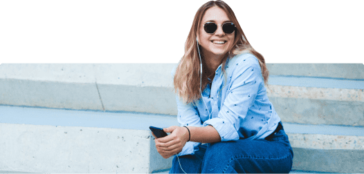 Young woman using phone connected to a secure network