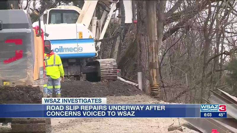 Road slip repairs underway after concerns voiced to WSAZ