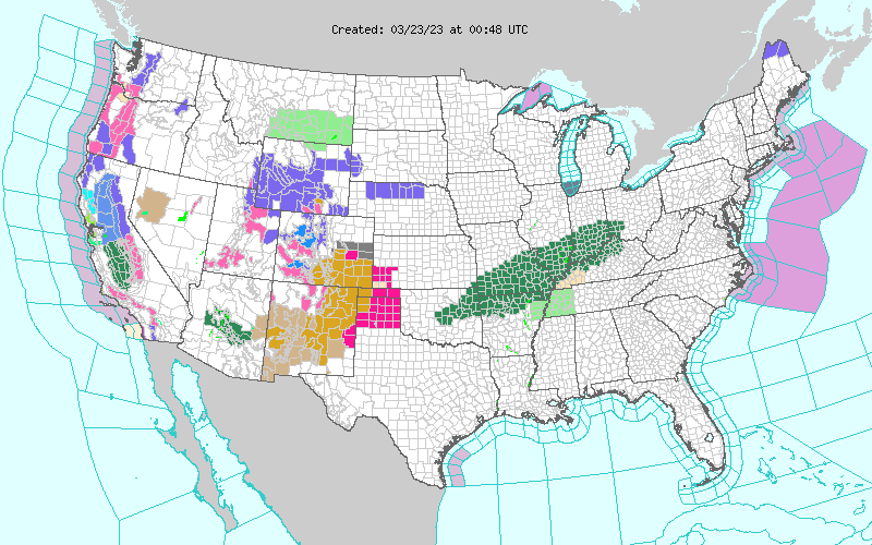 Current Hazardous Weather Watches, Warnings, and Advisories