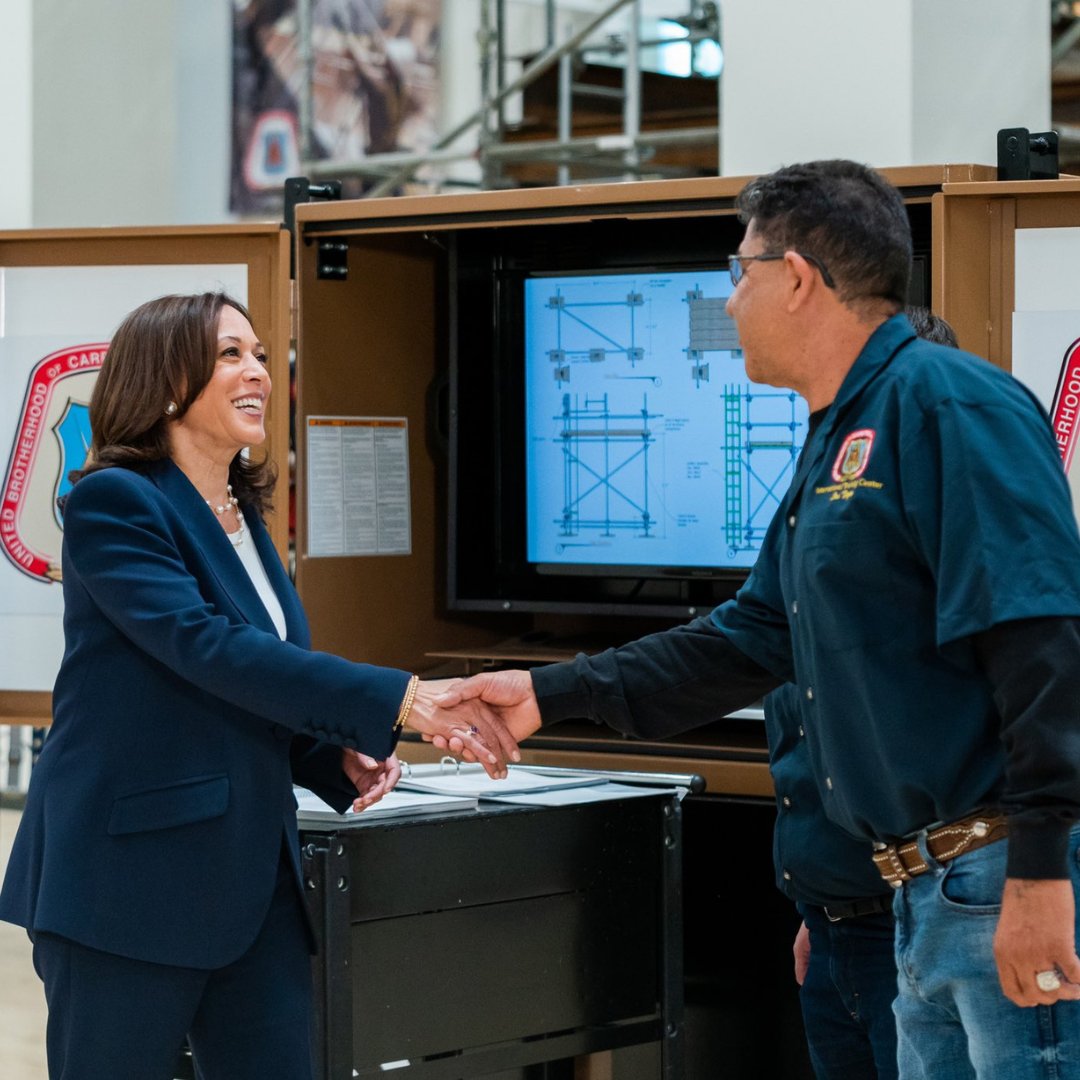 Vice President Kamala Harris visiting the Carpenter’s Union Training Facility.