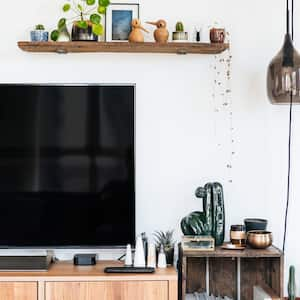 A television unit in a modern bright living room