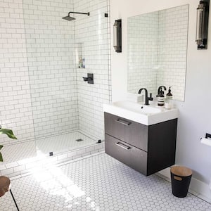 Bright bathroom with white tile