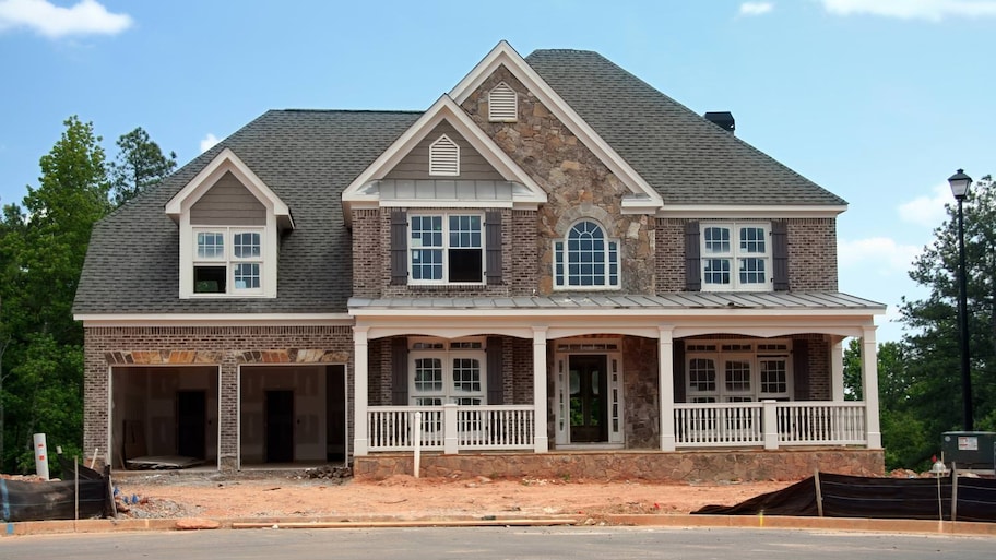 A construction site on the exterior of a house