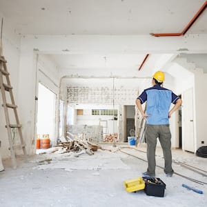 Person looking at renovation progress