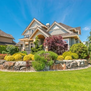 The exterior of a house with a landscaped garden