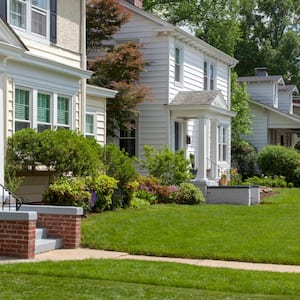 Beautifully landscaped residential neighborhood lawns