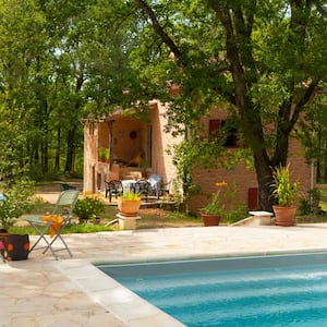 A beautiful swimming pool in the backyard of the house