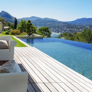 An infinity pool in a modern house