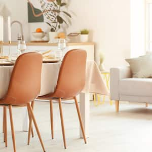 A pastel colored painted dining room