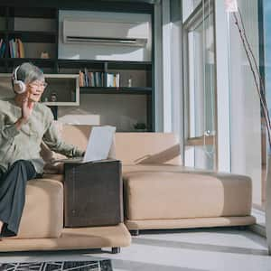 Grandma on a video call with her family