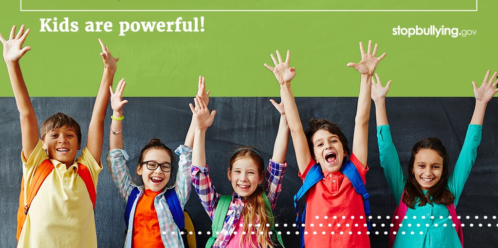 An image of young, excited children with their backpacks. Text reads "Kids are powerful!"