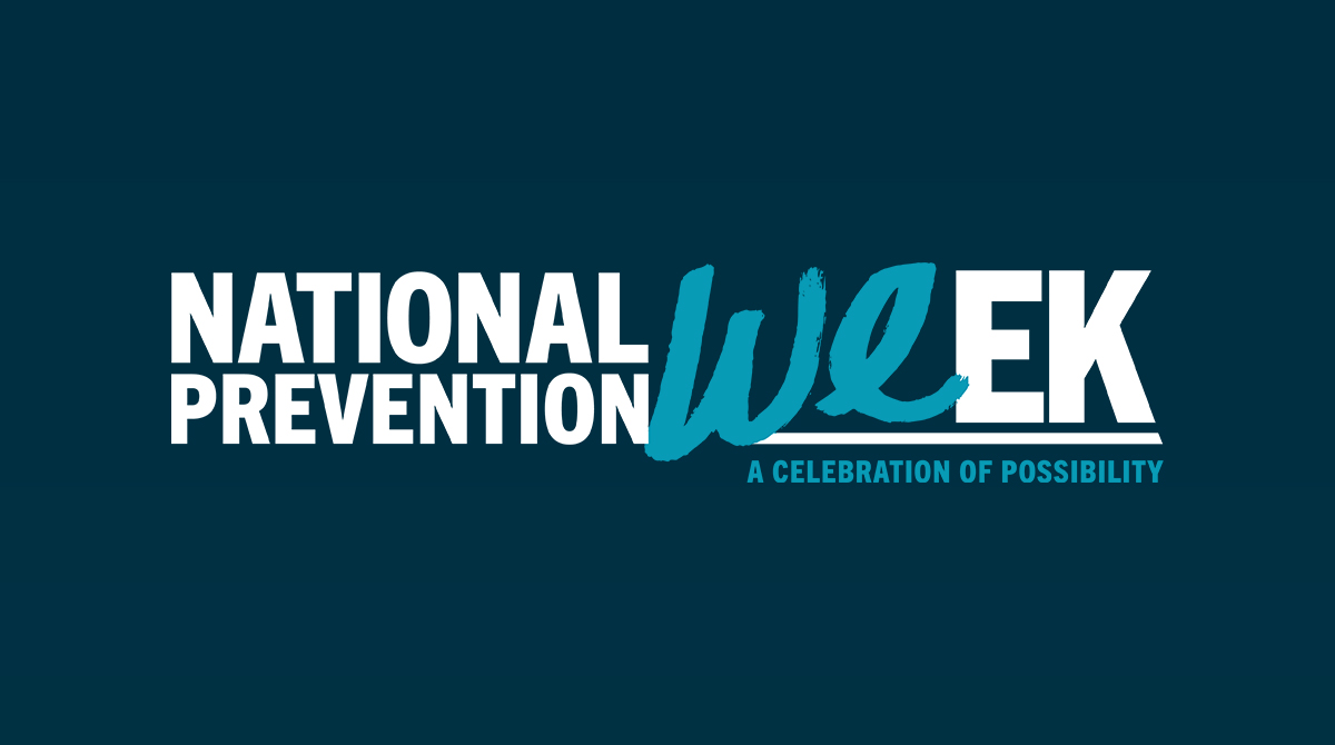  Animated GIF of the National Prevention Week logo with the "we" being drawn in with the tagline "A Celebration of Possibility"