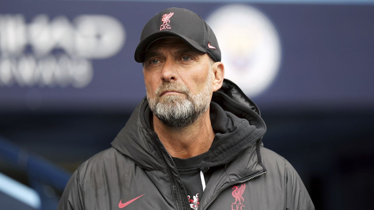 Liverpool manager Jurgen Klopp during the Premier League match at the Etihad Stadium, Manchester on Saturday April 1, 2023. 