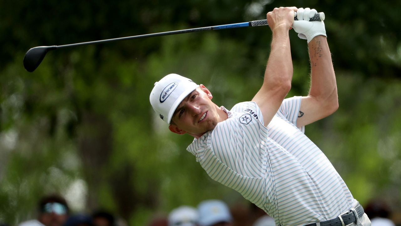 AUGUSTA, GEORGIA - APRIL 07: Amateur Sam Bennett of the United States plays his shot from the fourth tee during the second round of the 2023 Masters Tournament at Augusta National Golf Club on April 07, 2023 in Augusta, Georgia. (Photo by Patrick Smith/Getty Images)