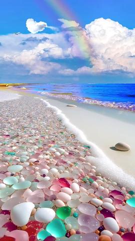 The beautiful beach certainly wants to share with you#sky #sea #coloredstone #beautifulscenery #healingsystemscenery #scenery #sceneryvideos #views #relax #healed #fyp #foryou #tiktok  created by Meiyu with Meiyu's original sound