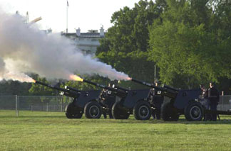 Guns firing during a gun salute