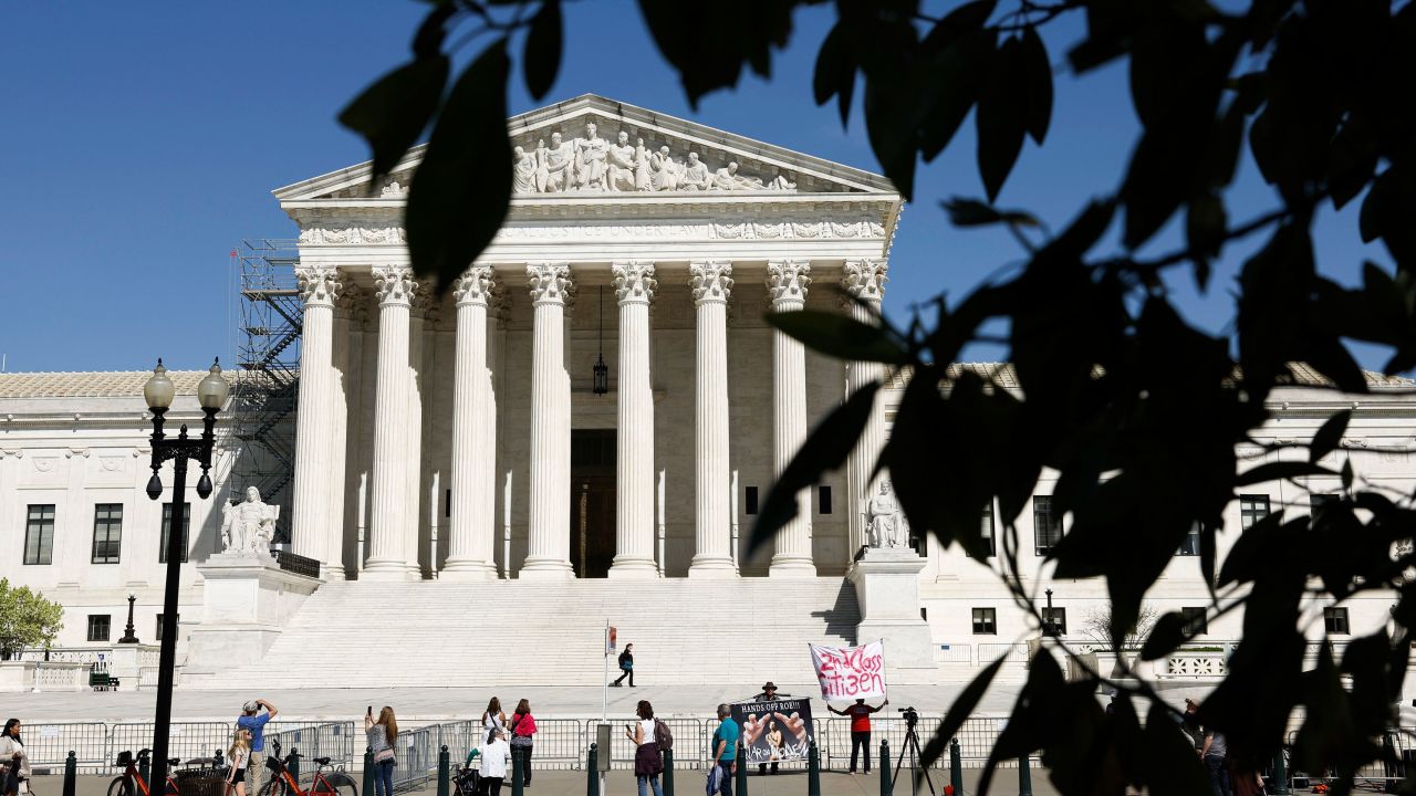 WASHINGTON, DC - APRIL 19: People visit the front of the U.S. Supreme Court Building on April 19, 2023 in Washington, DC. Today U.S. Supreme Court Justice Samuel Alito announced that the Court would extend their stay on a Texas appeals court's ruling to restrict the Food and Drug Administration's approval of abortion drug mifepristone. The Supreme Court's stay will last until 11:59pm April 21st. (Photo by Anna Moneymaker/Getty Images)