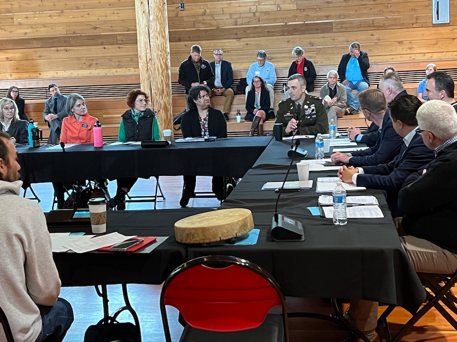 Commander Bullock speaks with members of the Puget Sound Leadership Federal Task Force