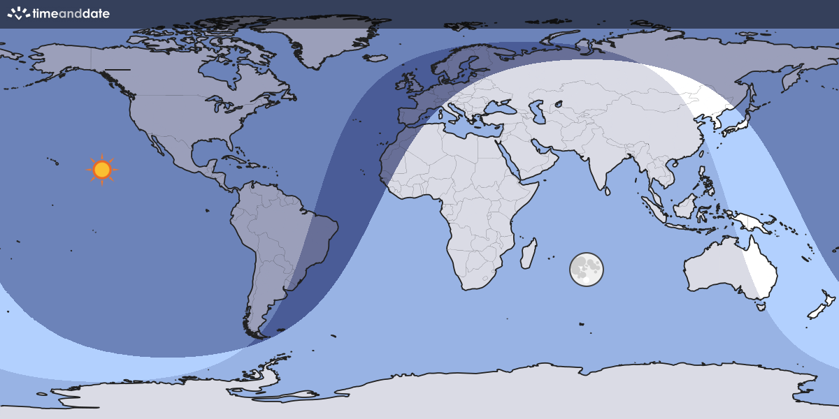 Map showing which part of the Earth the Moon is currently above the horizon at.